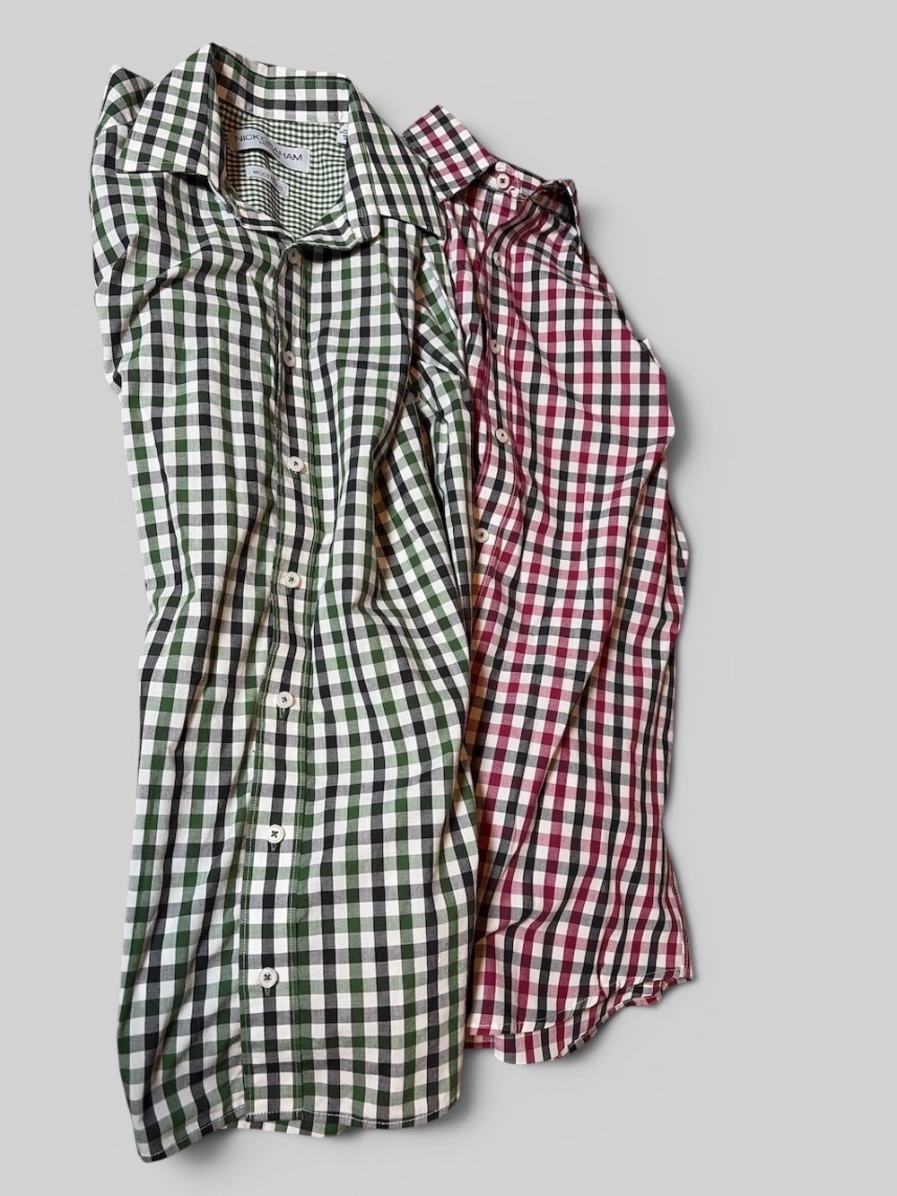 Men’s Plaid Nick Graham Set Of -2 Everywhere Shirts Button Down Modern Fit  S/P